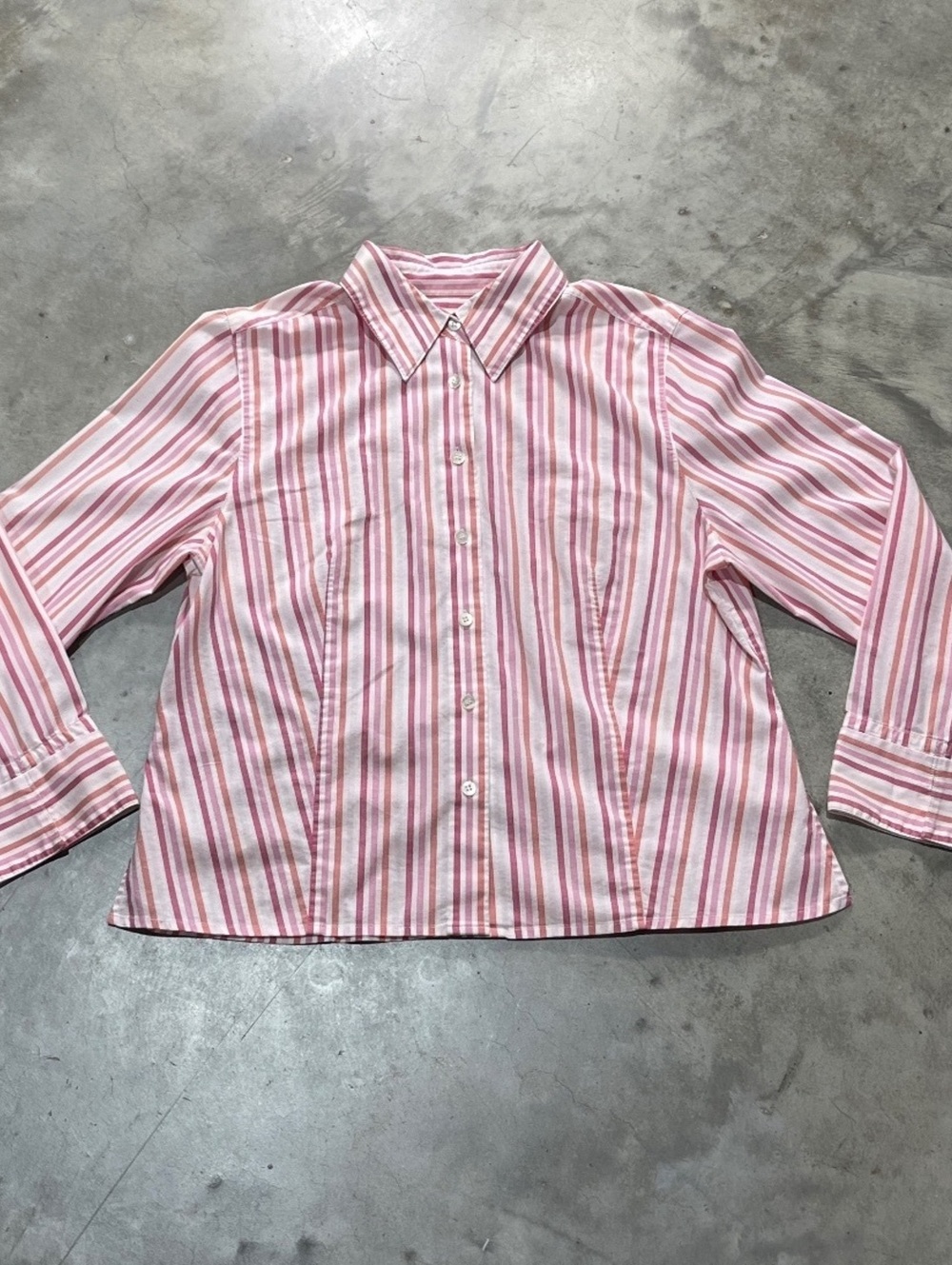 Vintage Women’s Preowned Large Striped Button Down Blouse